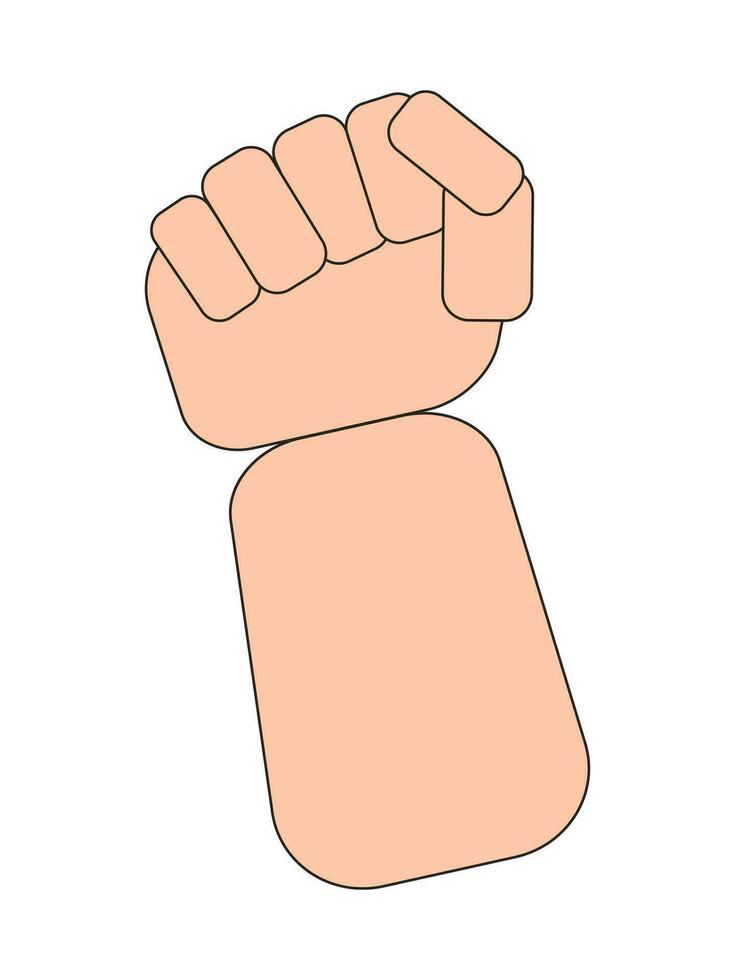 The hand of a man clenched into a fist is raised up on a white background. Male rage, a symbol of proletarian protest. Vector. vector