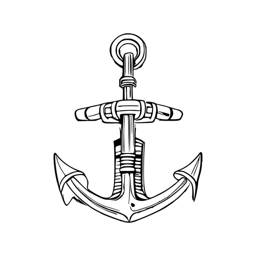 Ship anchor or boat anchor flat vector