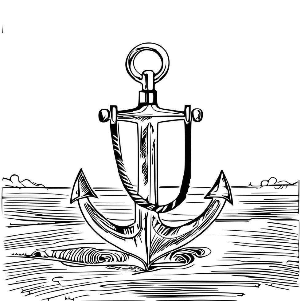 Ship anchor or boat anchor flat vector