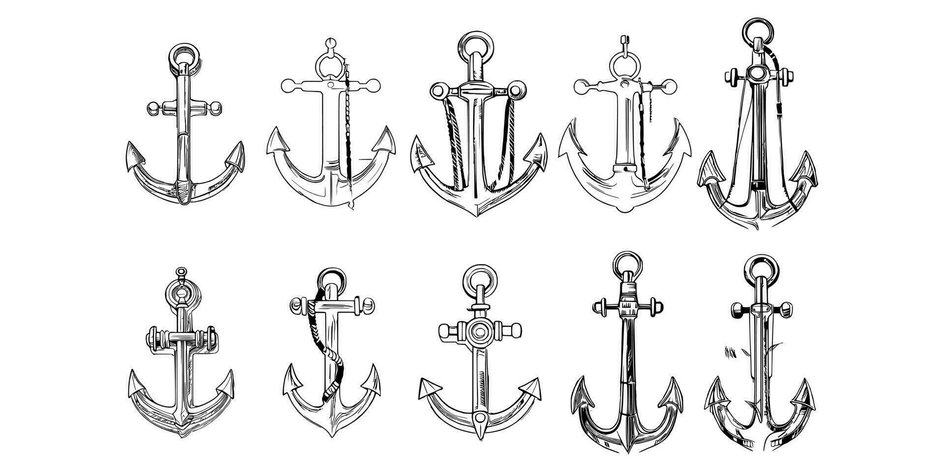 Ship anchor or boat anchor flat vector