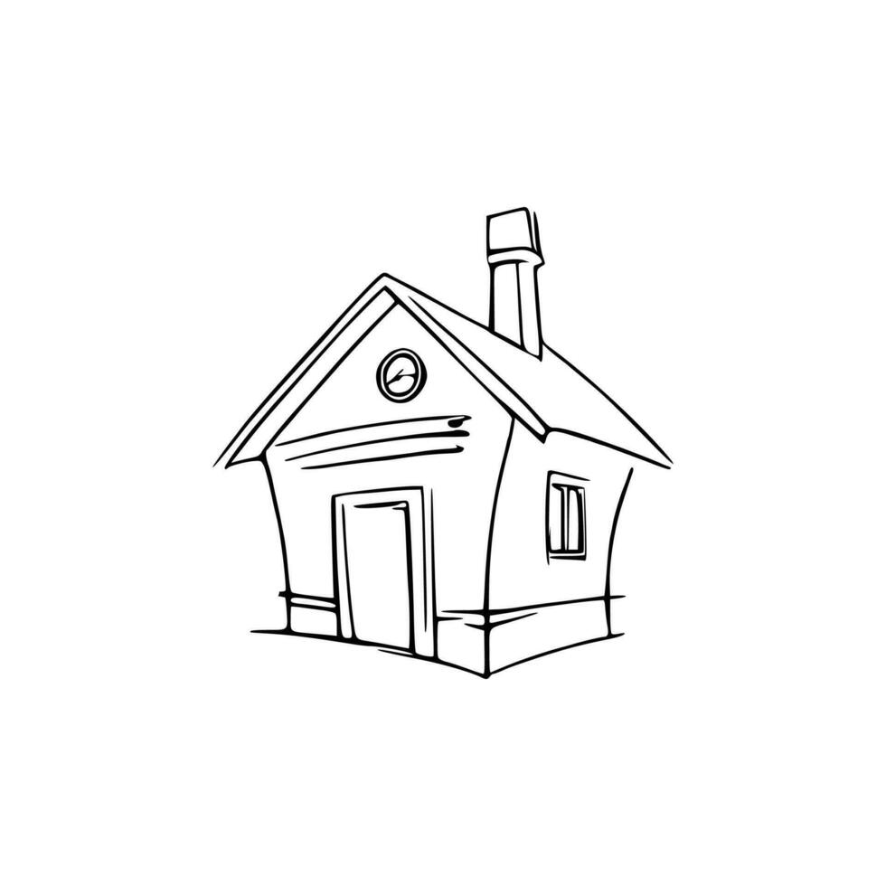 Simple line art House vector. vector