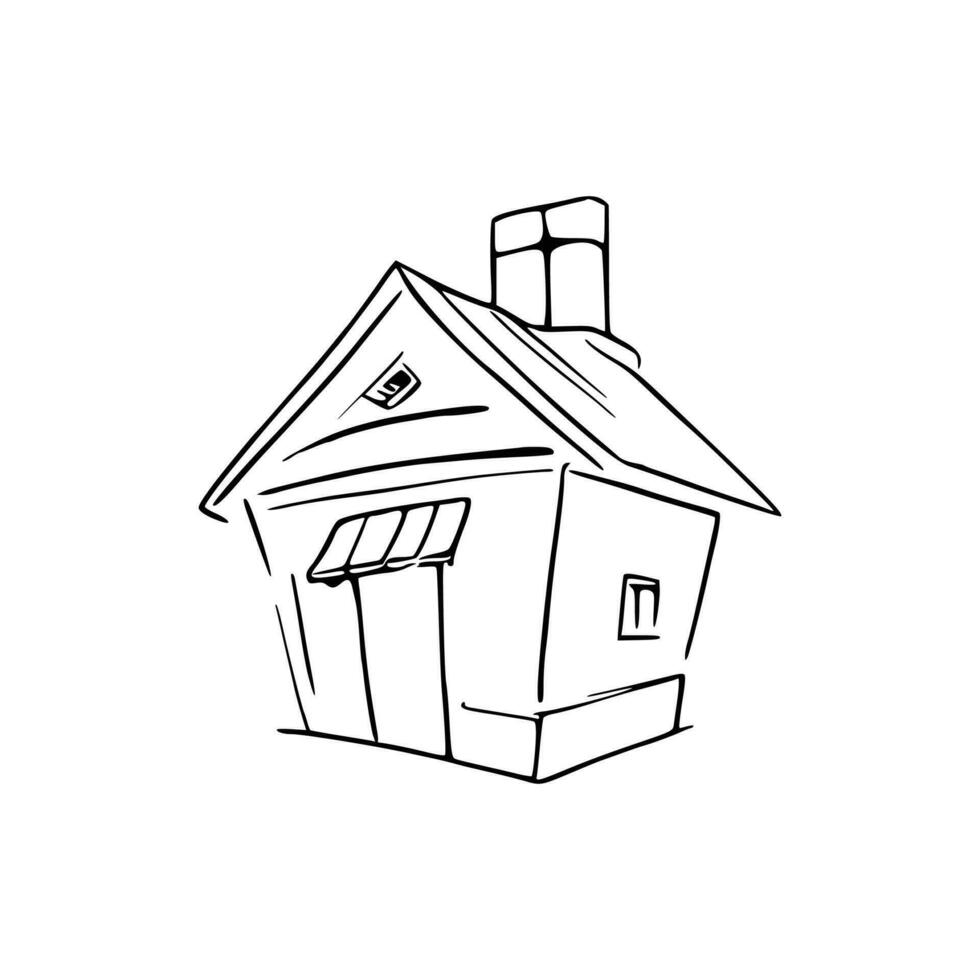 Simple line art House vector. vector