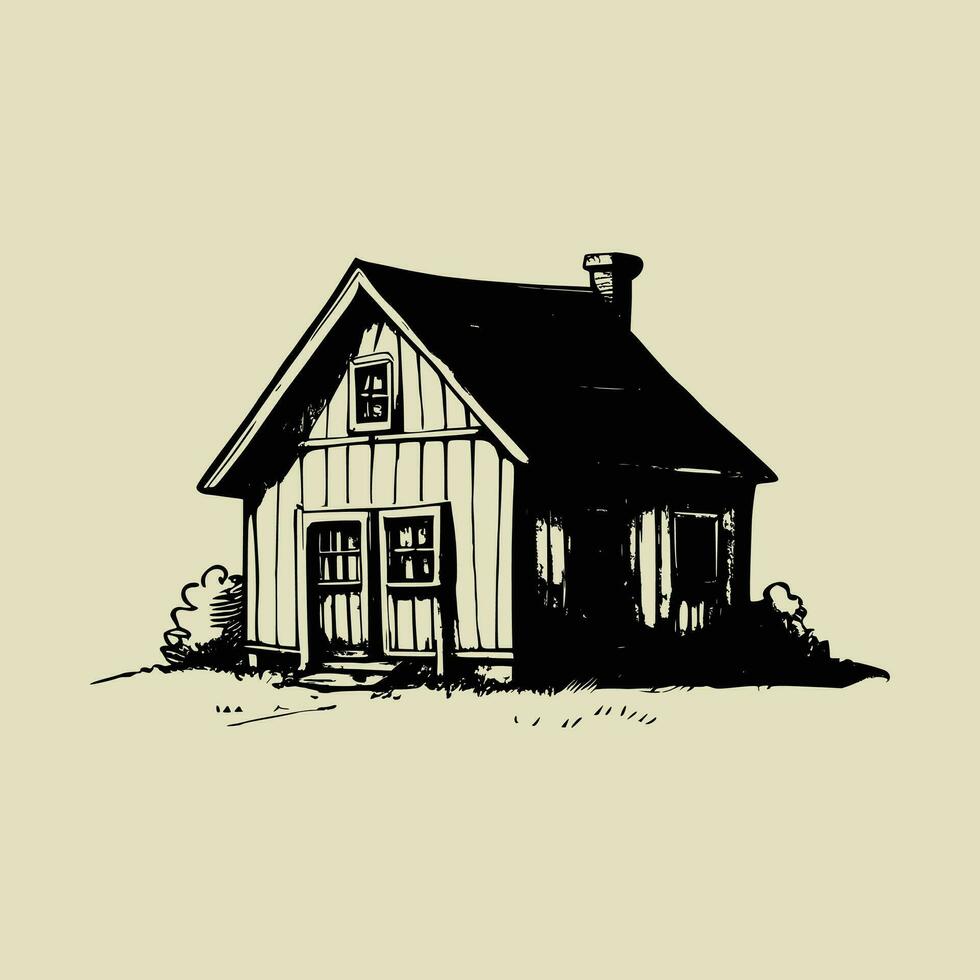 Vintage Line art House vector