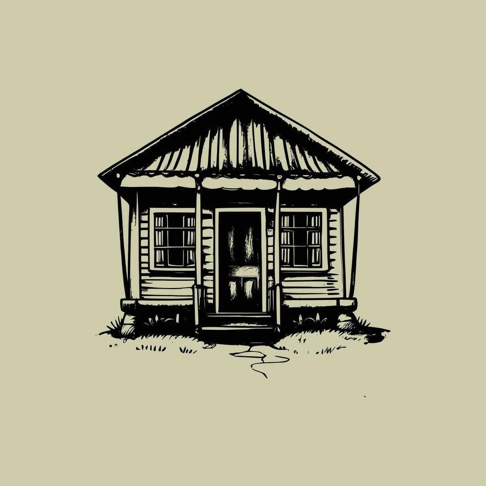 Vintage Line art House vector