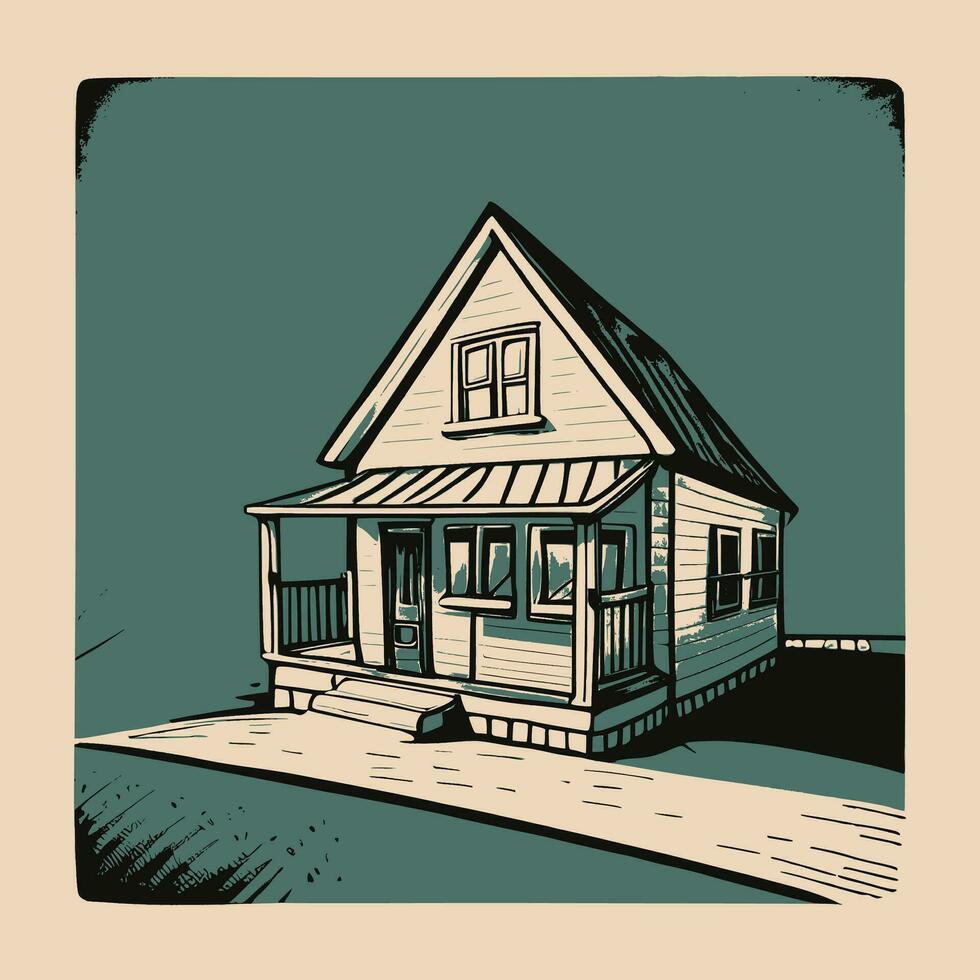 Vintage Line art House vector