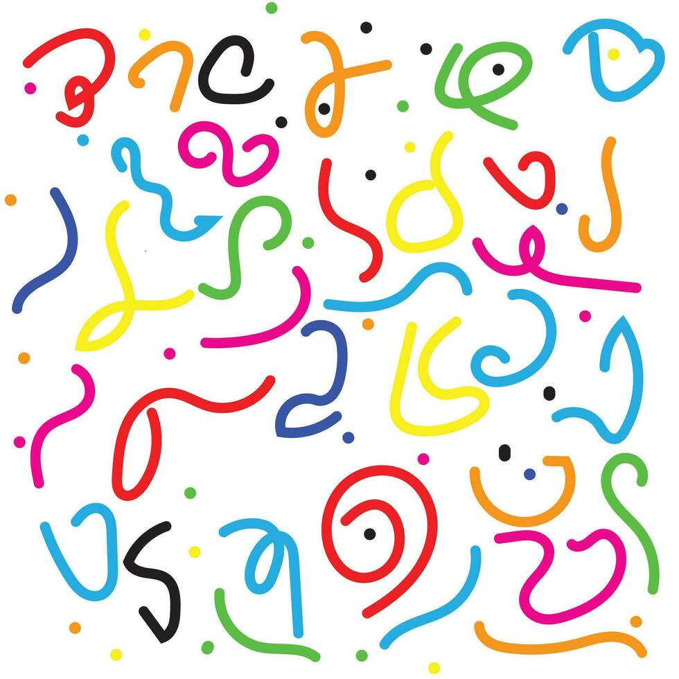 Doodle line. Fun colorful line doodle seamless pattern. Creative minimalist style art background for children or trendy design with basic shapes. Simple childish scribble backdrop. vector