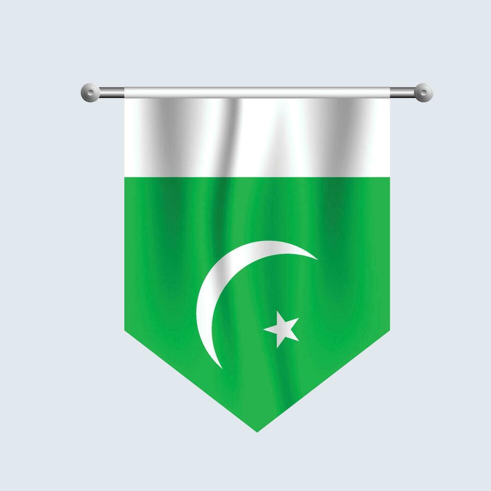 pakistaní tela bandera diseño con realista Mira vector