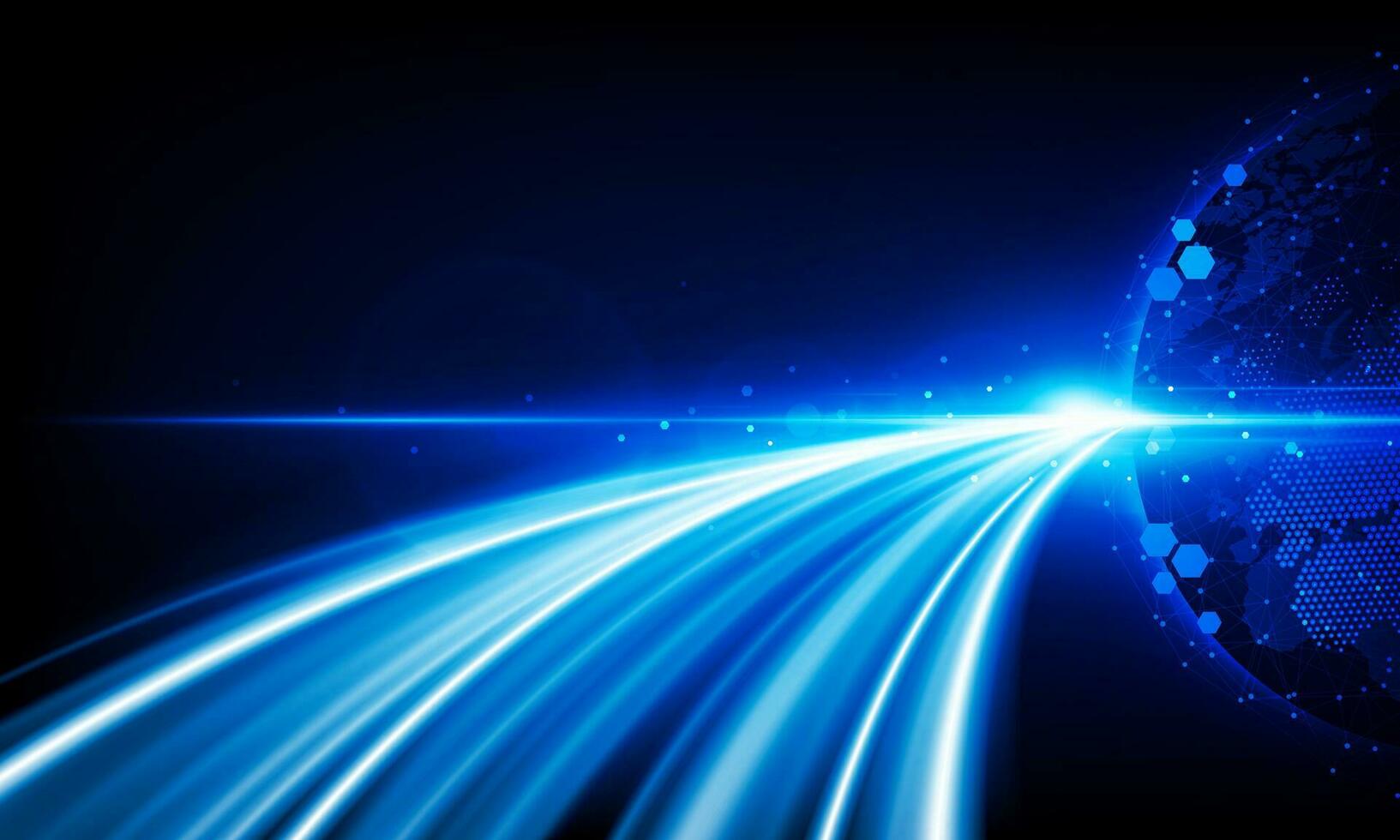 Abstract Light out technology background Hitech communication concept innovation send for planet earth with sunrise and technology network. vector