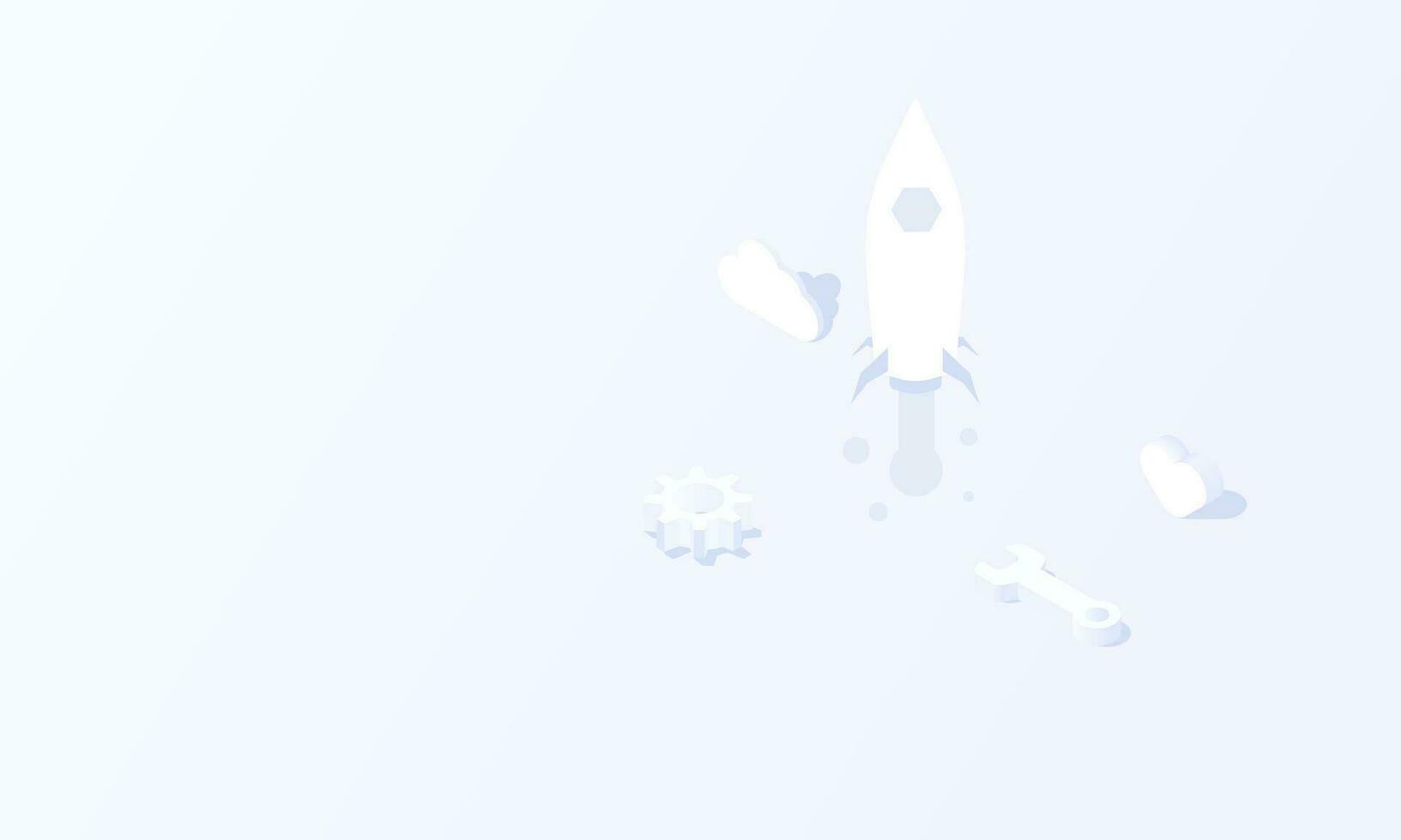 Mobile Social media rocket monitoring concept in isometric background vector design.