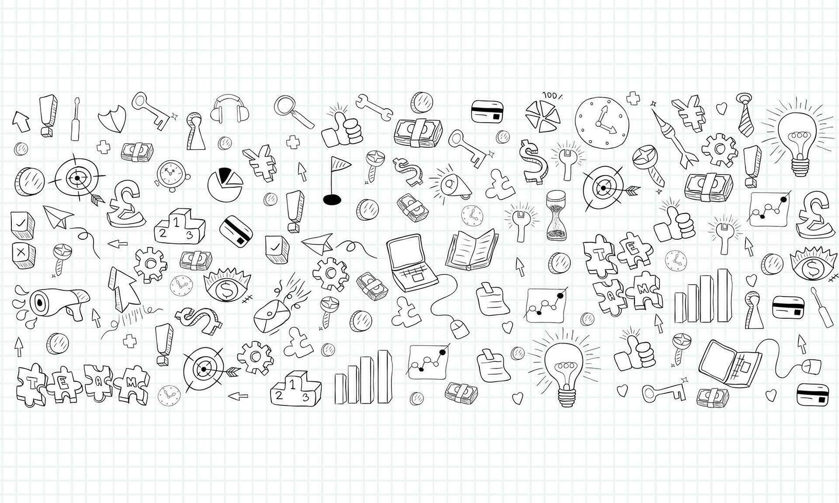 business doodles objects background., drawing by hand vector