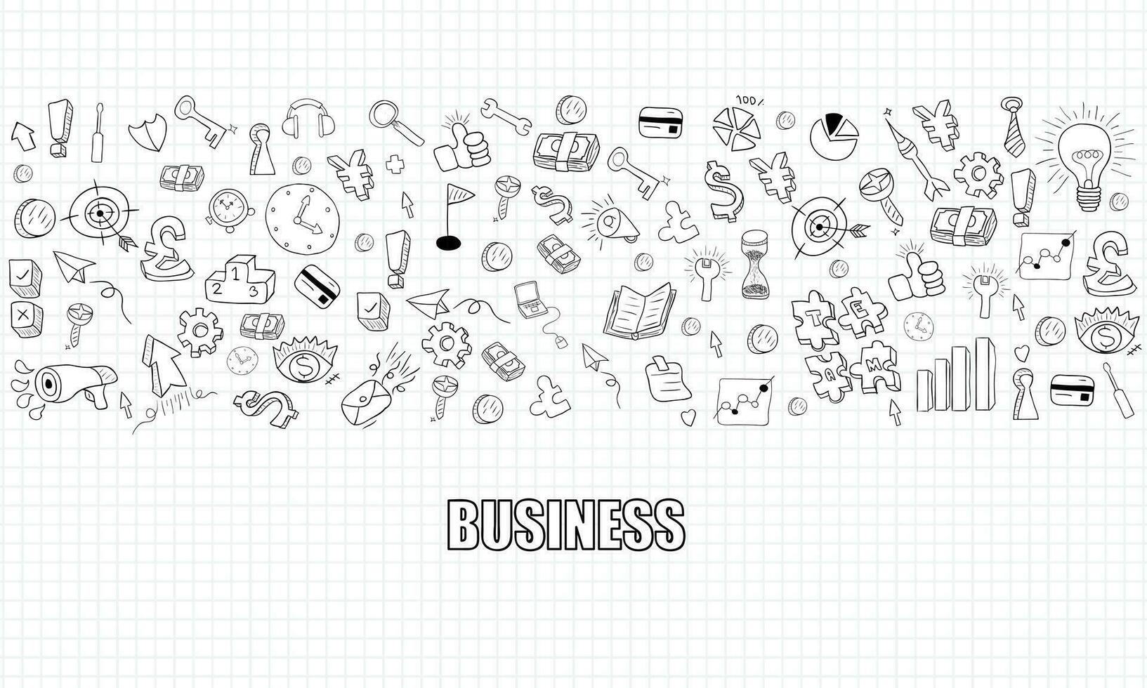 business planning doodles objects background., drawing by hand vector
