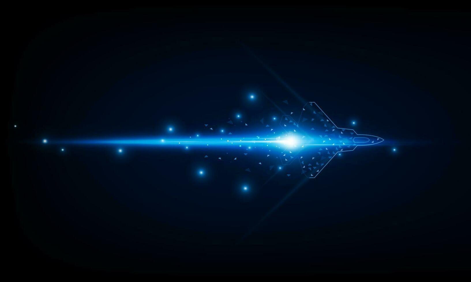High speed concept. Fighter jet in the form of Arrow Light out technology background Hitech communication concept innovation background, vector design