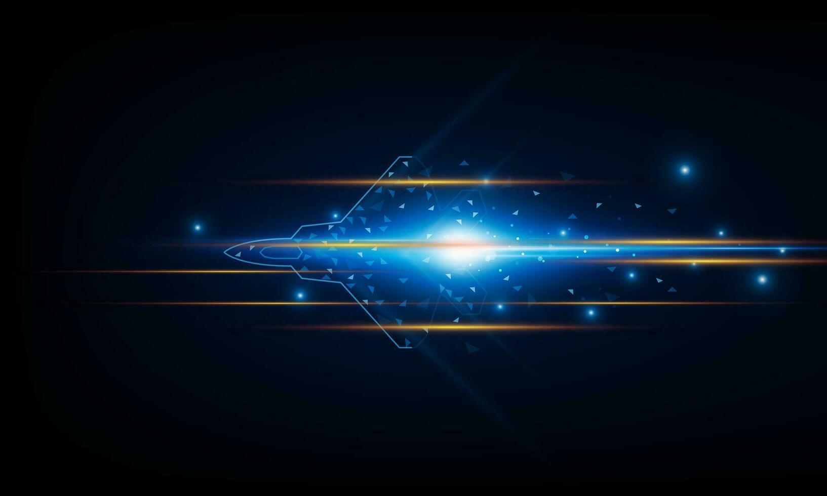 High speed concept. Fighter jet in the form of Arrow Light out technology background Hitech communication concept innovation background, vector design