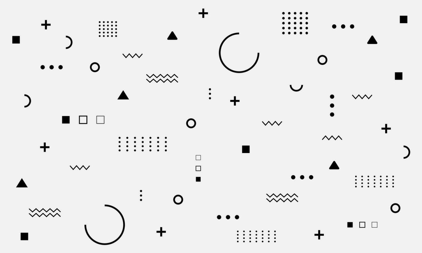 Pattern Hipster Abstract. Form Geometric Line Shapes. fashion style seamless background, banner, poster.Illustration Black - White vector design