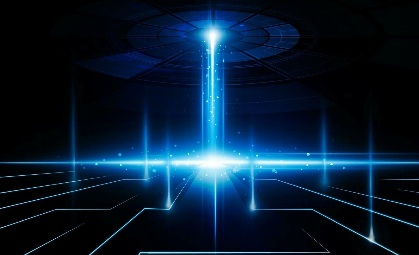Abstract spaceship beam open Key Door Light out business digital city Hitech communication concept innovation background, vector design