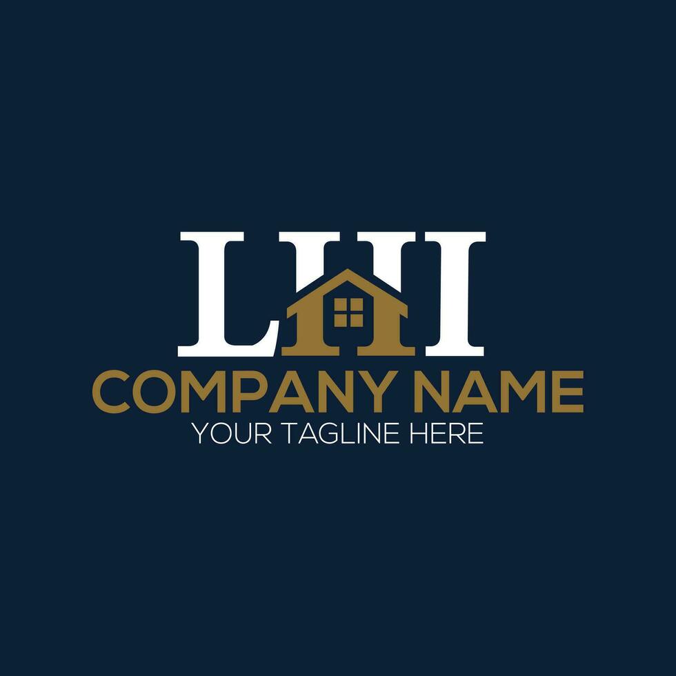 LHI house logo, letter logo. LHI blue image on White background and blue . LHI technology Monogram logo design for entrepreneur best business icon. vector