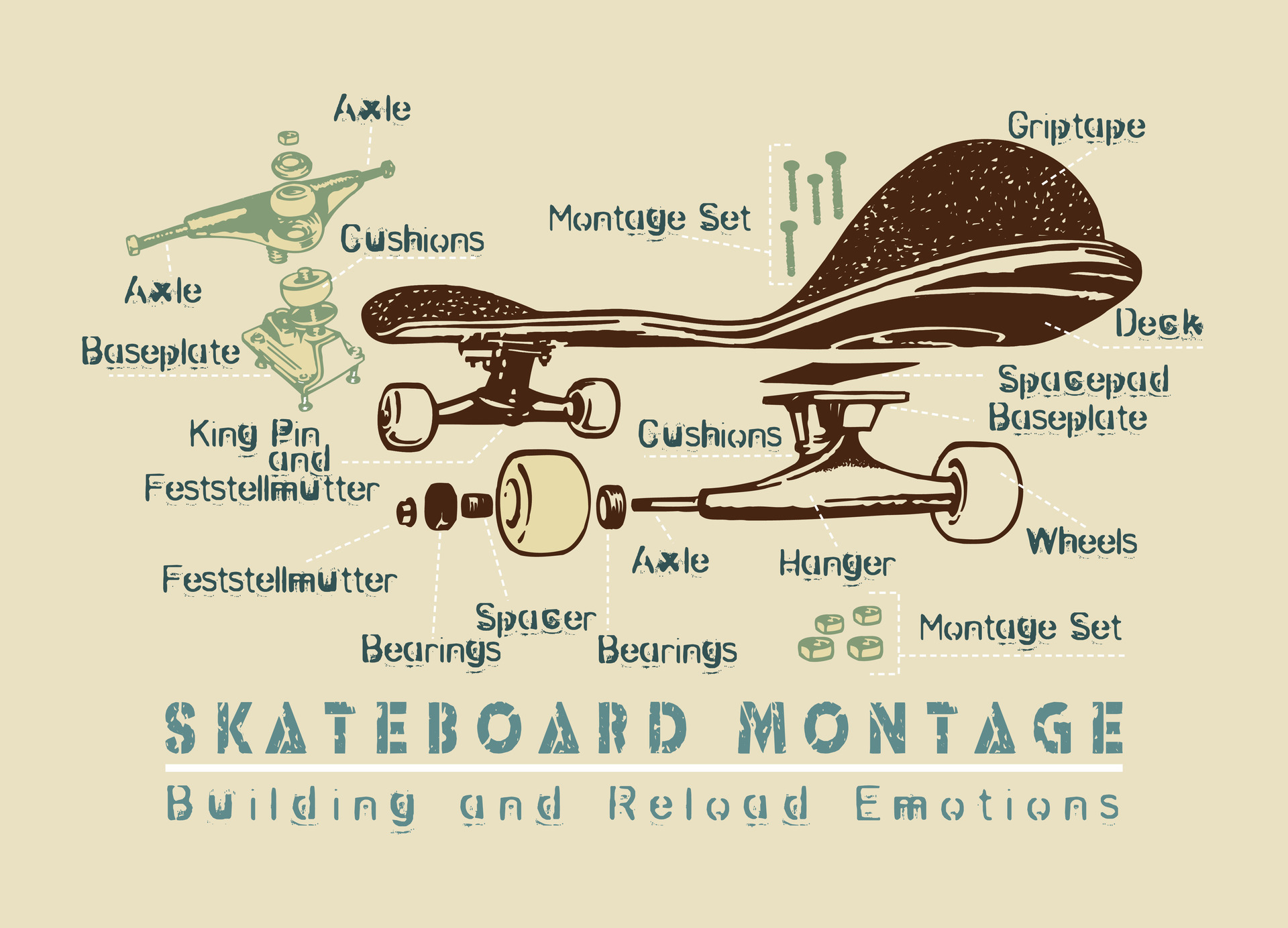 Skateboard assembly scheme.eps 25791677 Vector Art at Vecteezy