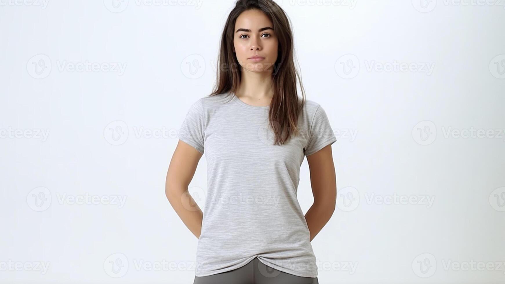 Woman using T-shirt make up AI generated photo