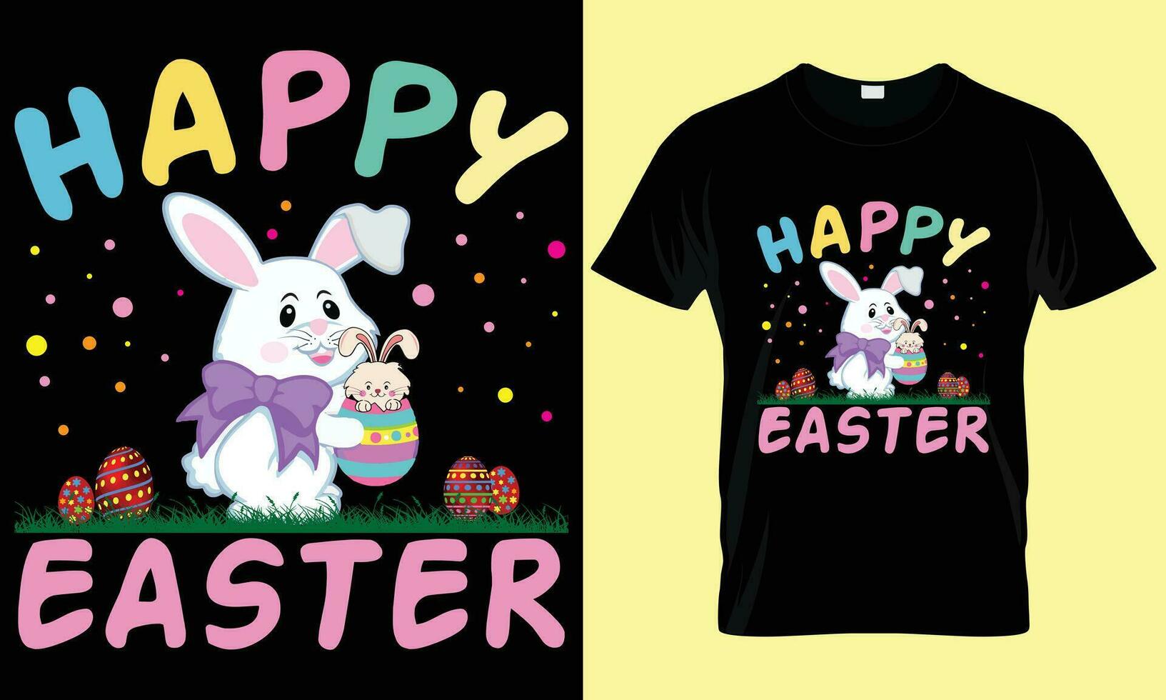 Easter day T-shirt design. Happy easter day funny bunny easter cute rabbit typography t shirt design vector template. Creative and custom T-shirt design.