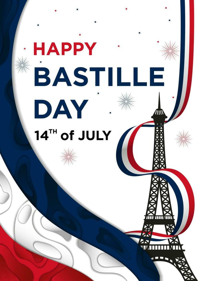 Poster Template Happy Bastille Day with Abstract Classic Themes vector