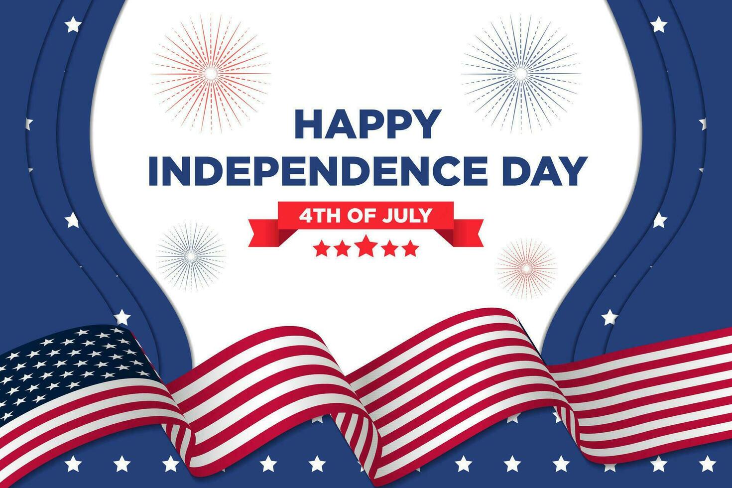 Banner Template Independence Day 4th July with Modern Paper Cut Themes vector