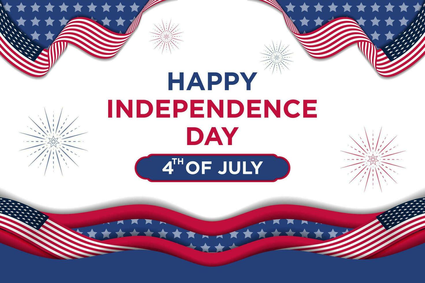 Banner Template Independence Day 4th July with Simple Elegant Paper Cut Themes vector