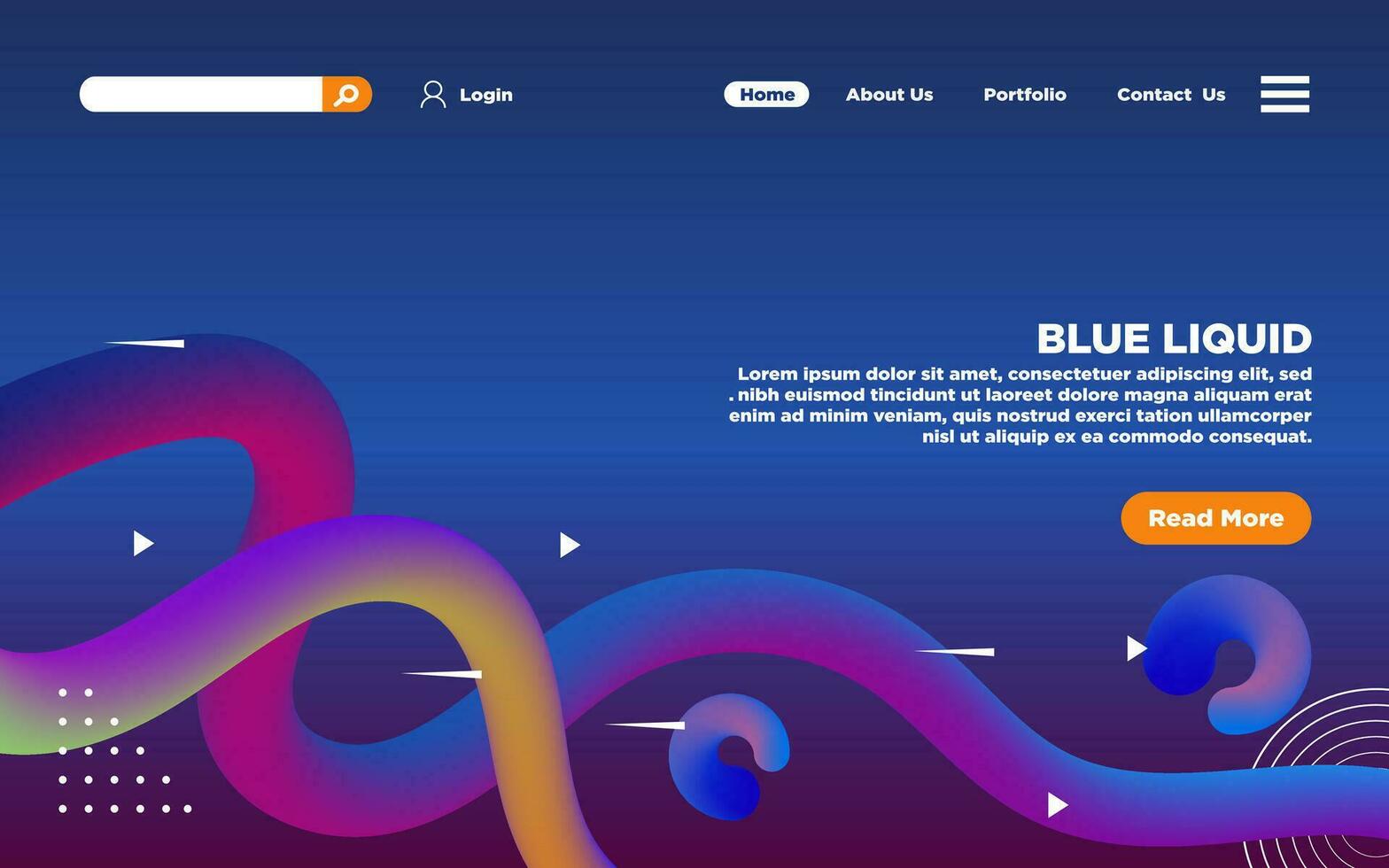 Modern Landing Page With Abstract Blue Liquid vector