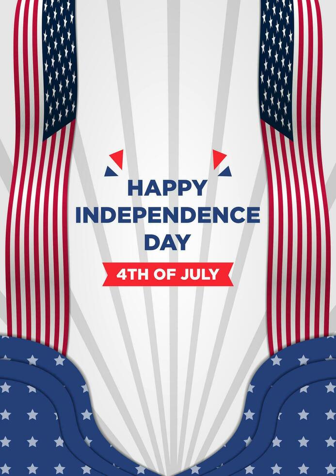 PosterTemplate Independence Day 4th July with Classic Paper Cut Themes vector