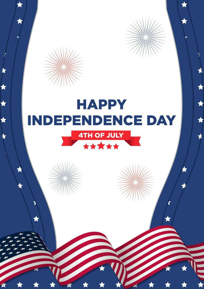 Poster Template Independence Day 4th July with Modern Paper Cut Themes vector