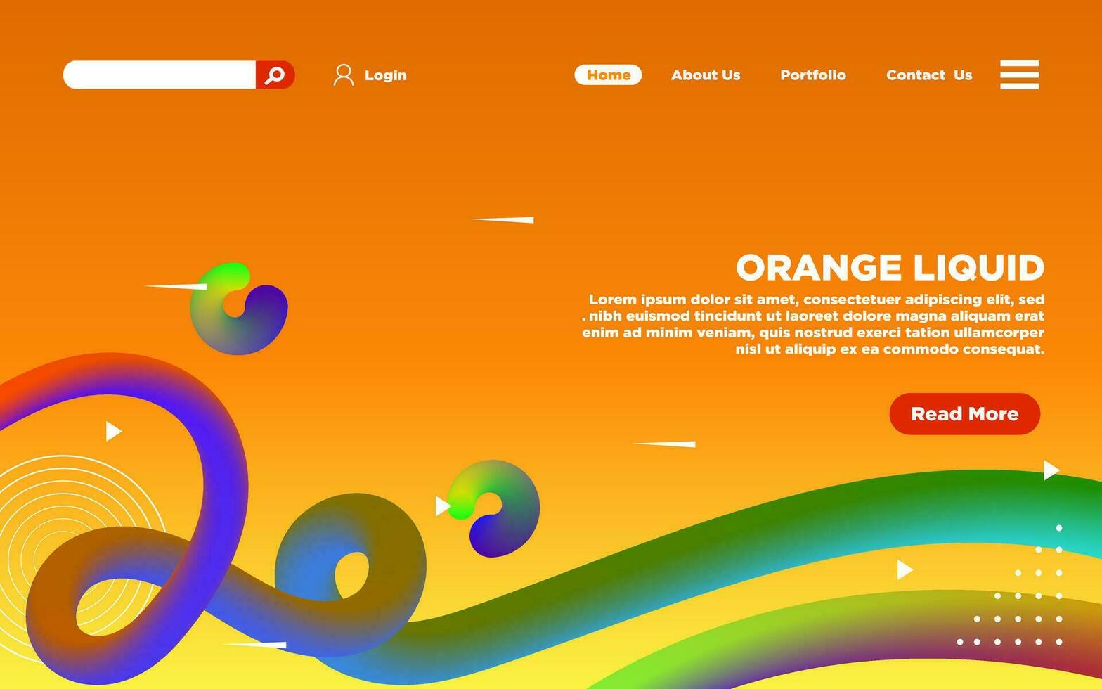 Modern Landing Page With Abstract Orange Liquid Style vector