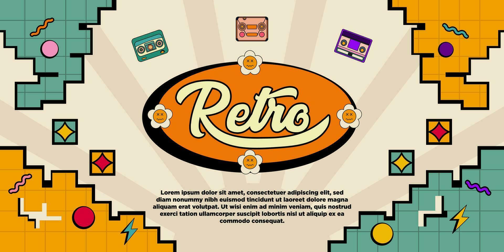 New Concept Pixel Retro Banner Templates Vector