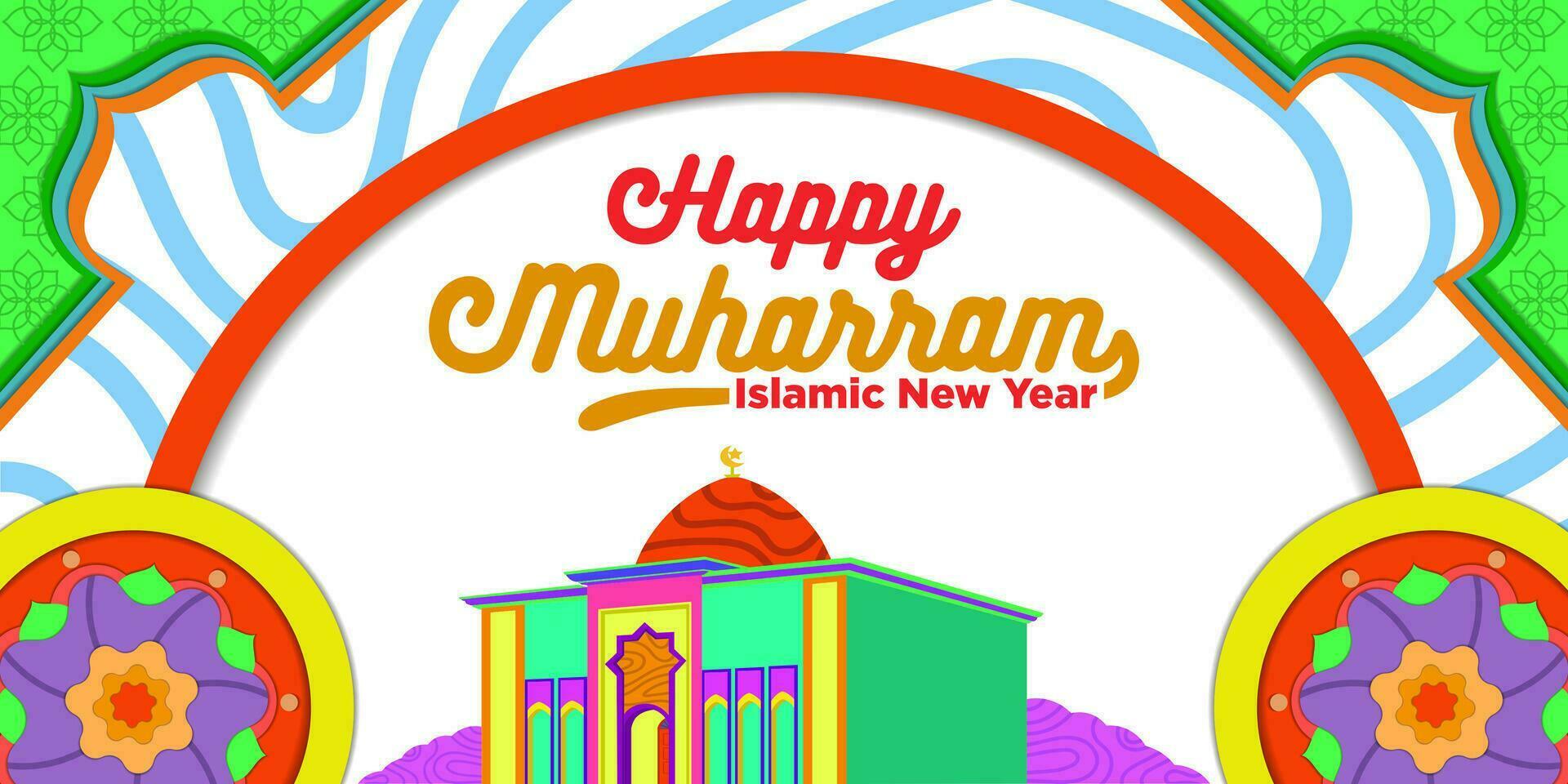 Vector Template Happy Muharram Islamic New Year with Amazing Cartoon Themes