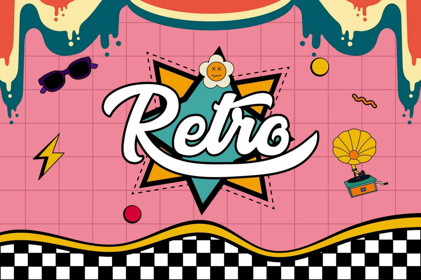 New Retro Liquid Banner Templates Beautiful Concept Vector Illustration