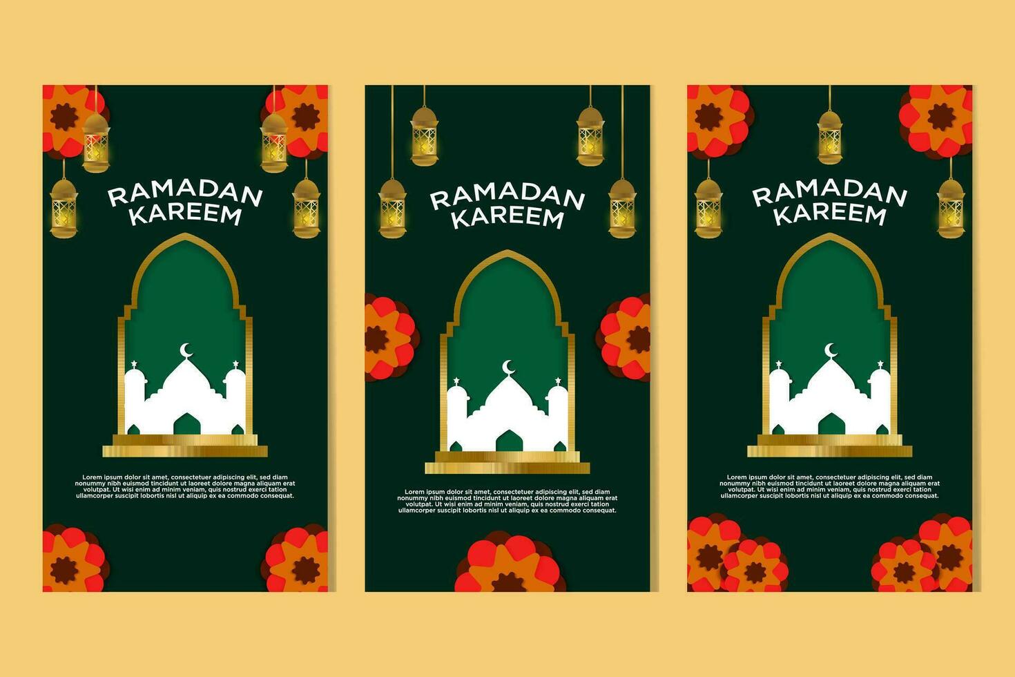 Flower and Lantern Special Ramadan 2023 Modern Concept Stories Collection vector