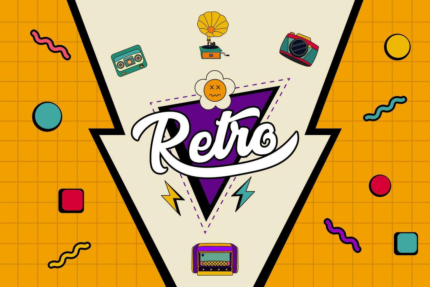 Yellow Retro Banner Templates Unique Concept Vector Illustration