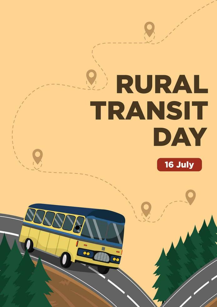 póster plantillas rural tránsito día con el sensación de un autobús viaje a el campo vector ilustración