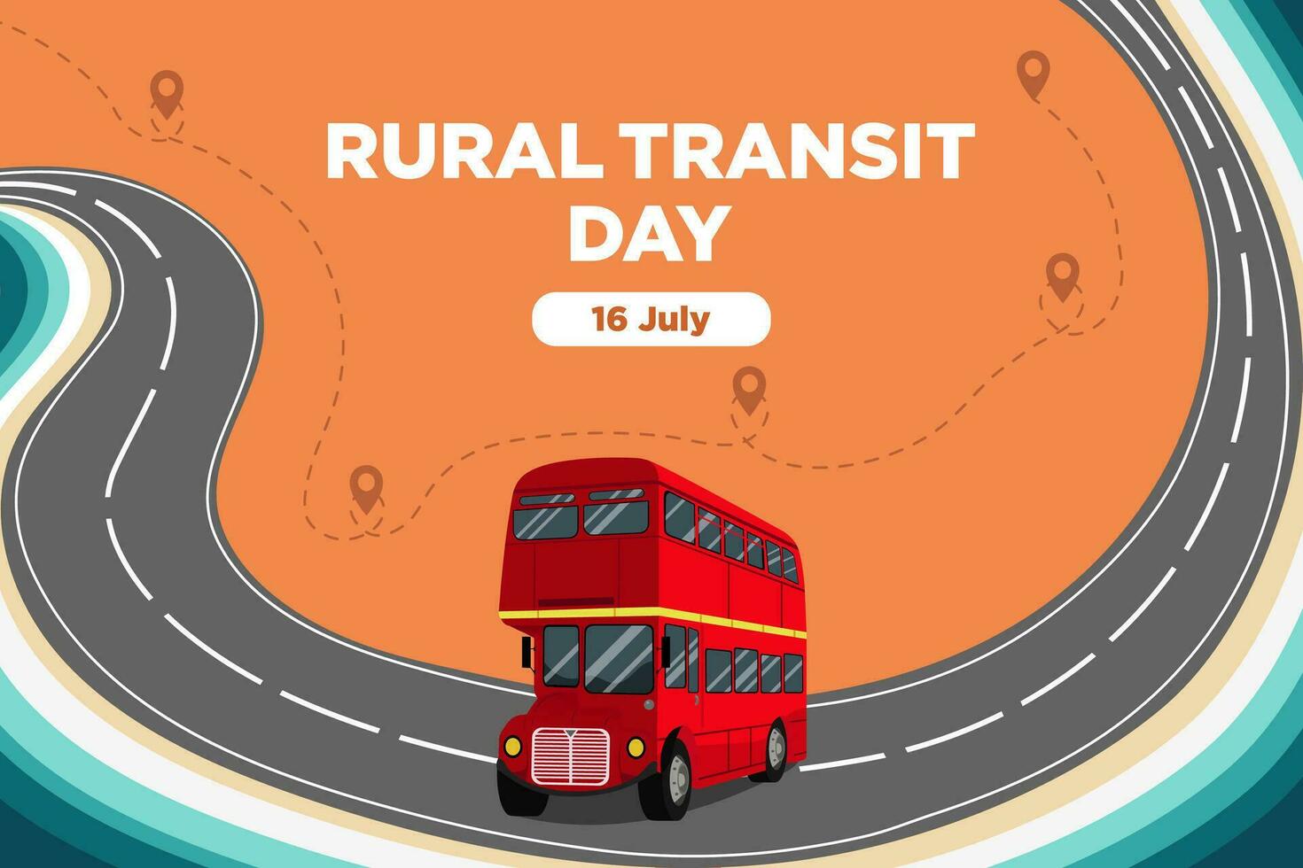 Rural Transit Day with a Beach Bus Shade Vector Illustration