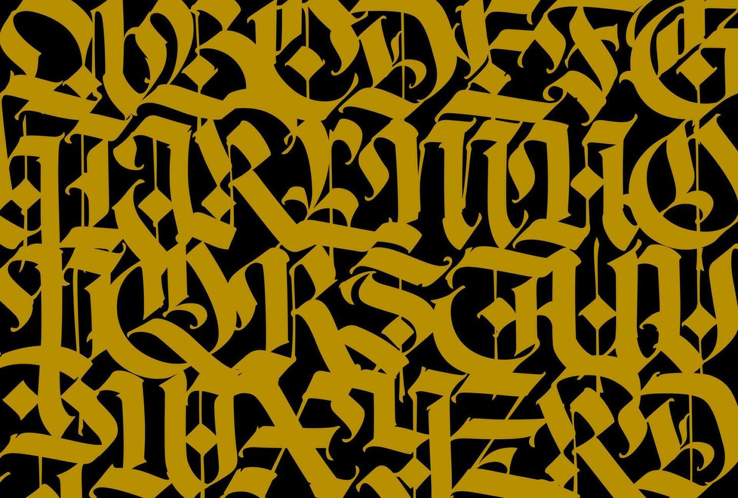 Pattern, ornament in the Gothic style. Vector. Alphabet. All elements are stored separately. Calligraphy and lettering. Medieval Latin letters. Graphic elements. Design for fabric and packaging. vector