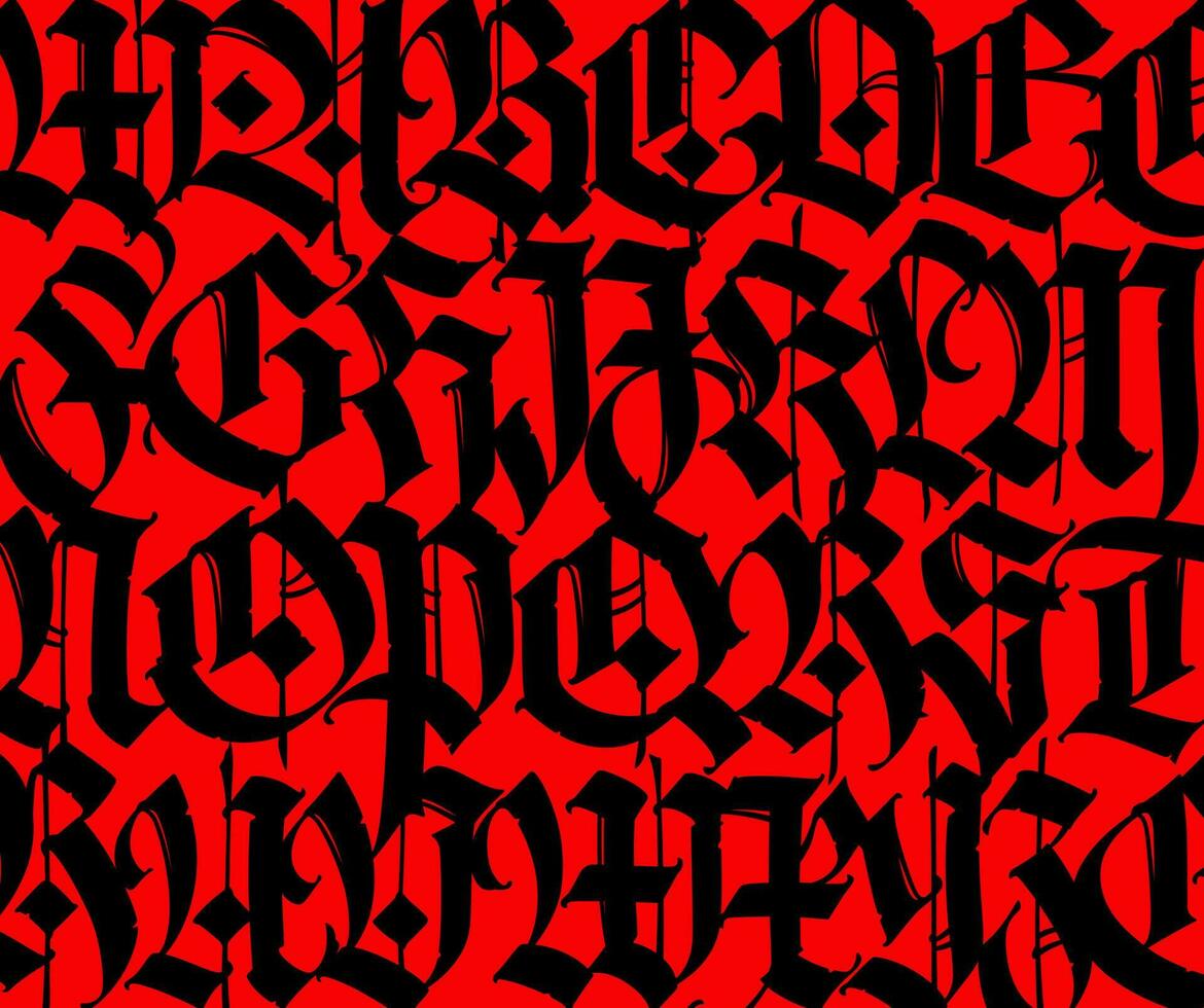 Pattern, ornament in the Gothic style. Vector. Alphabet. All elements are stored separately. Calligraphy and lettering. Medieval Latin letters. Graphic elements. Design for fabric and packaging. vector