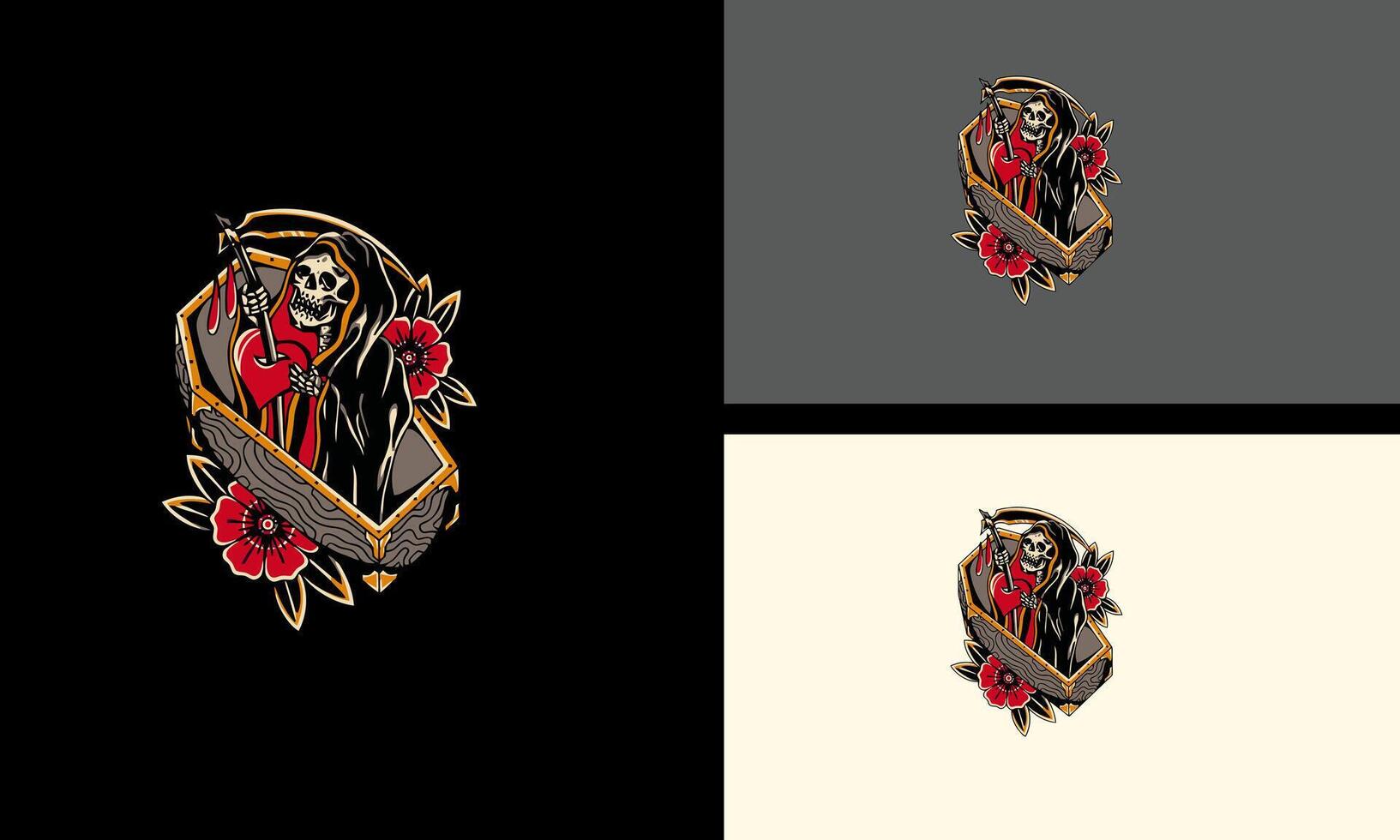 angel of death and flowers vector flat design