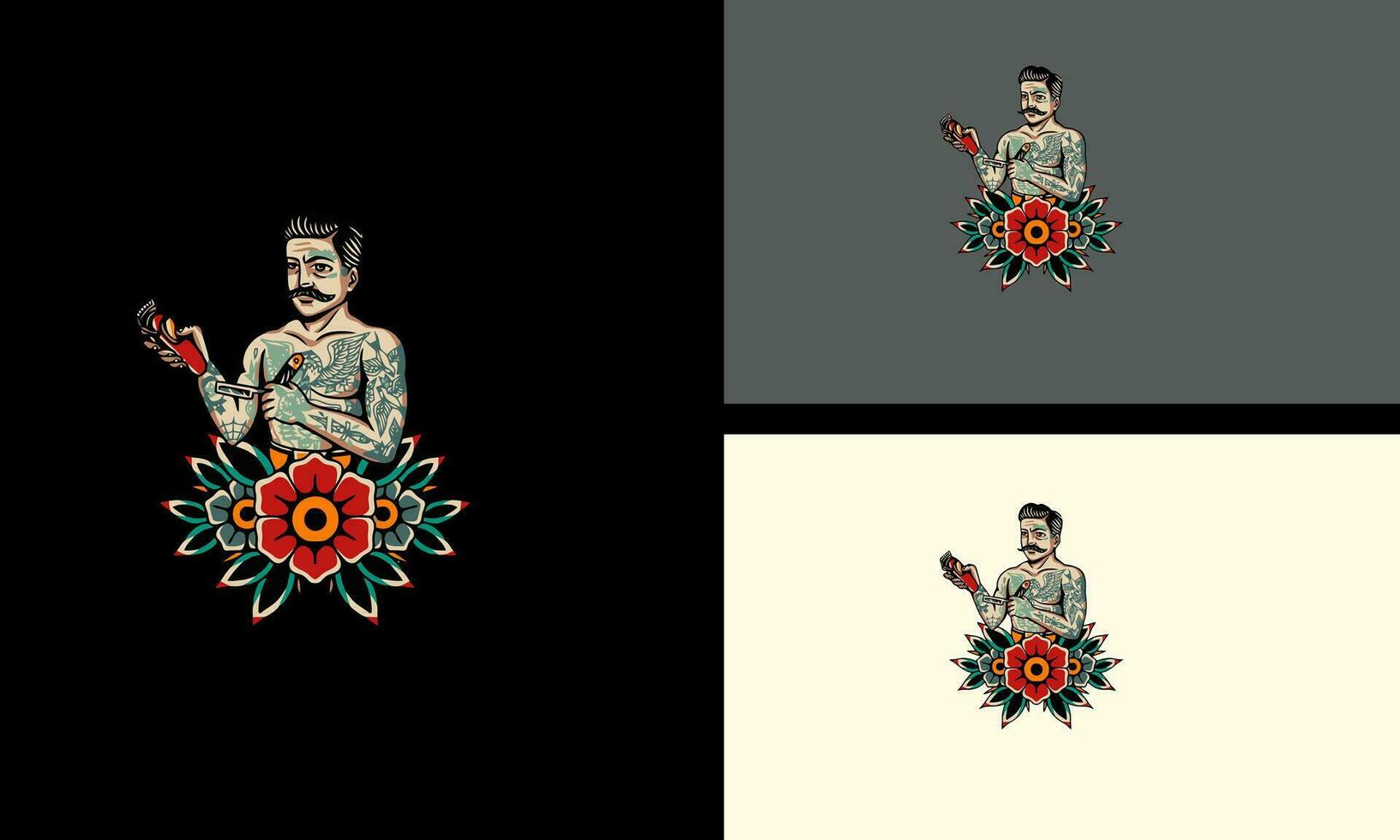 man and red rose vector flat design