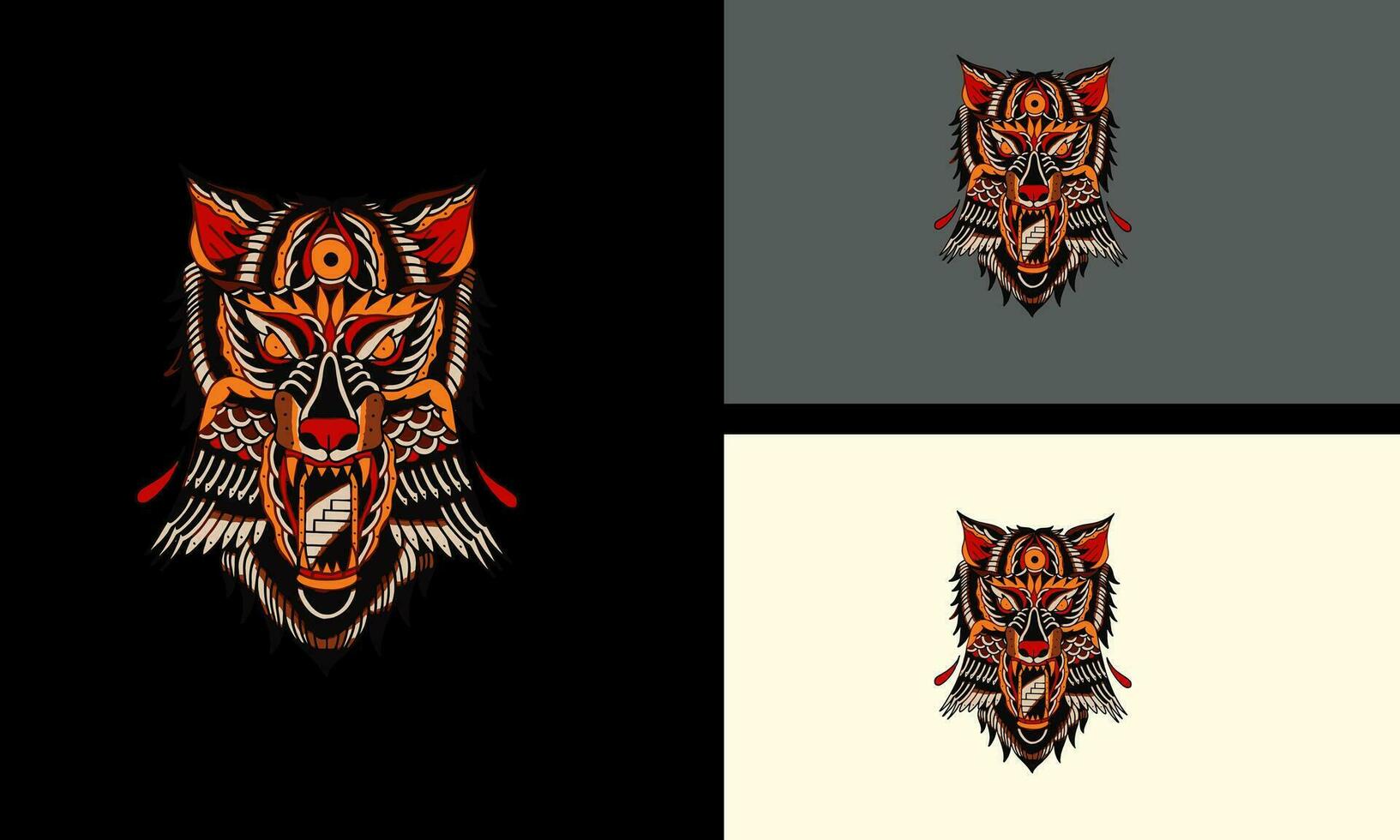 head devil with horn vector mascot design
