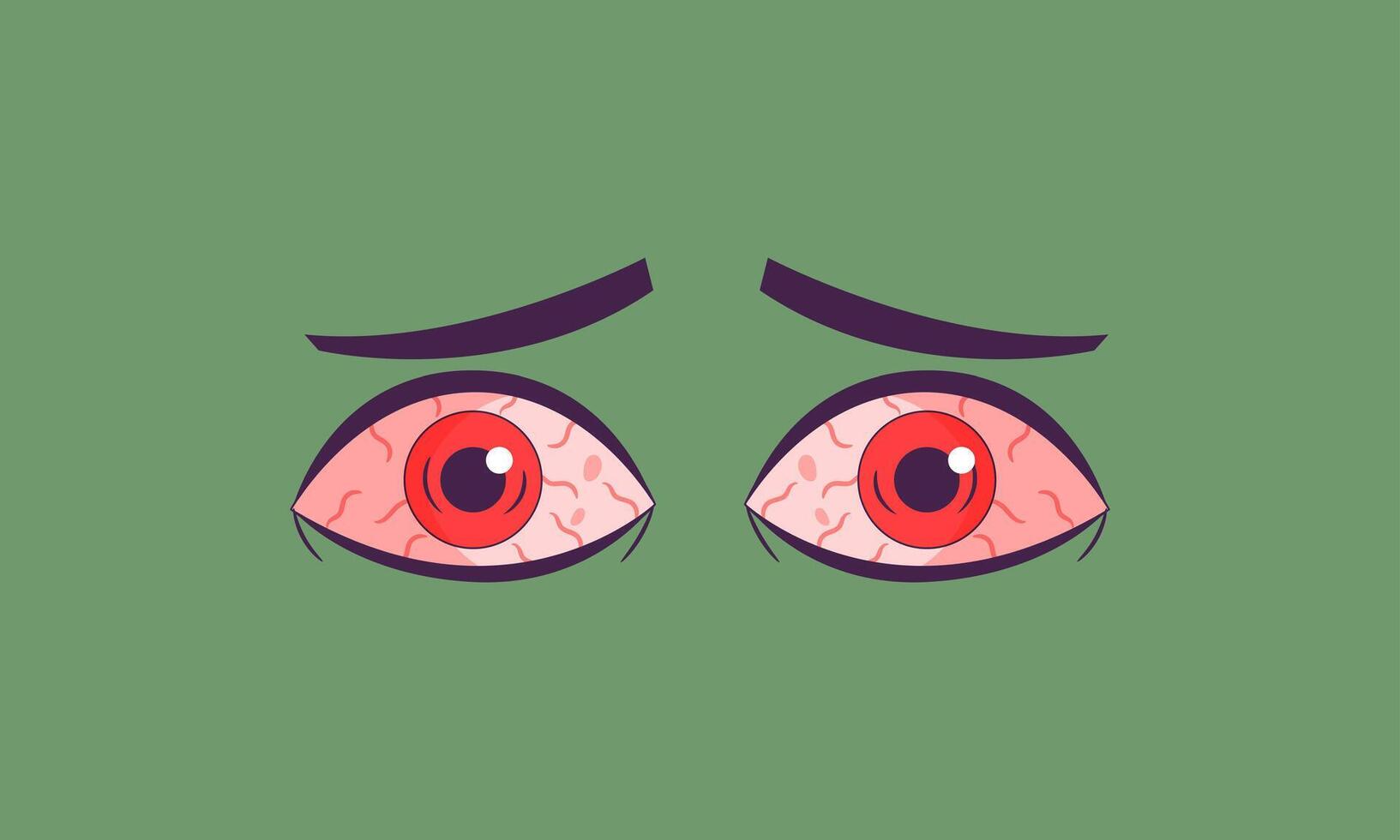 red eyes cartoon vector flat design
