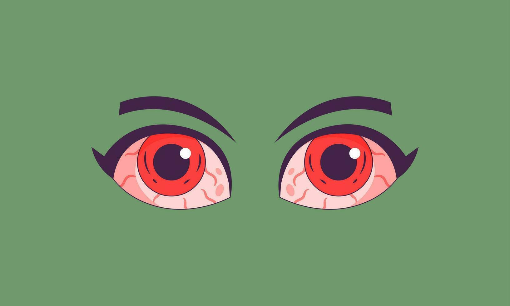 red eyes cartoon vector flat design