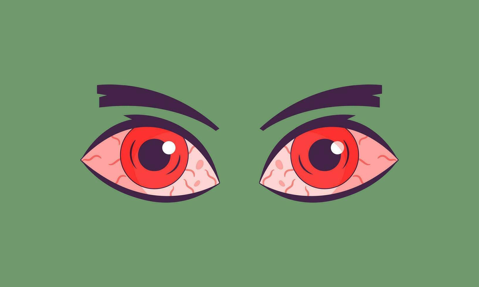 red eyes cartoon vector flat design