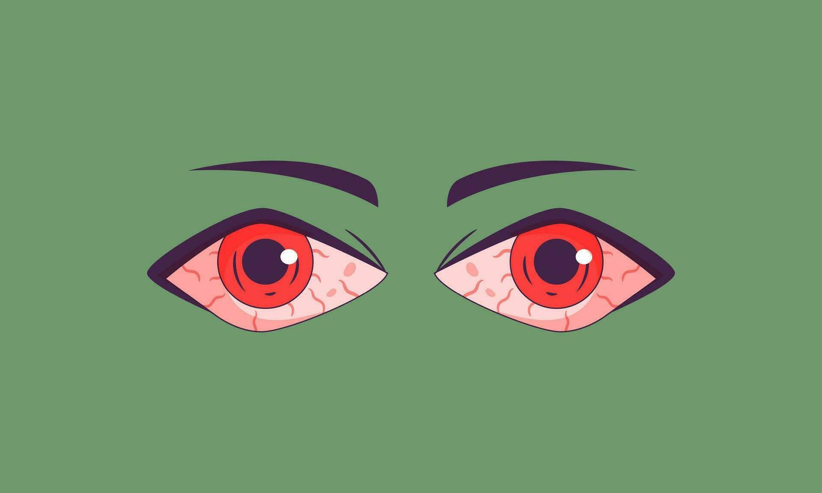 red eyes cartoon vector flat design