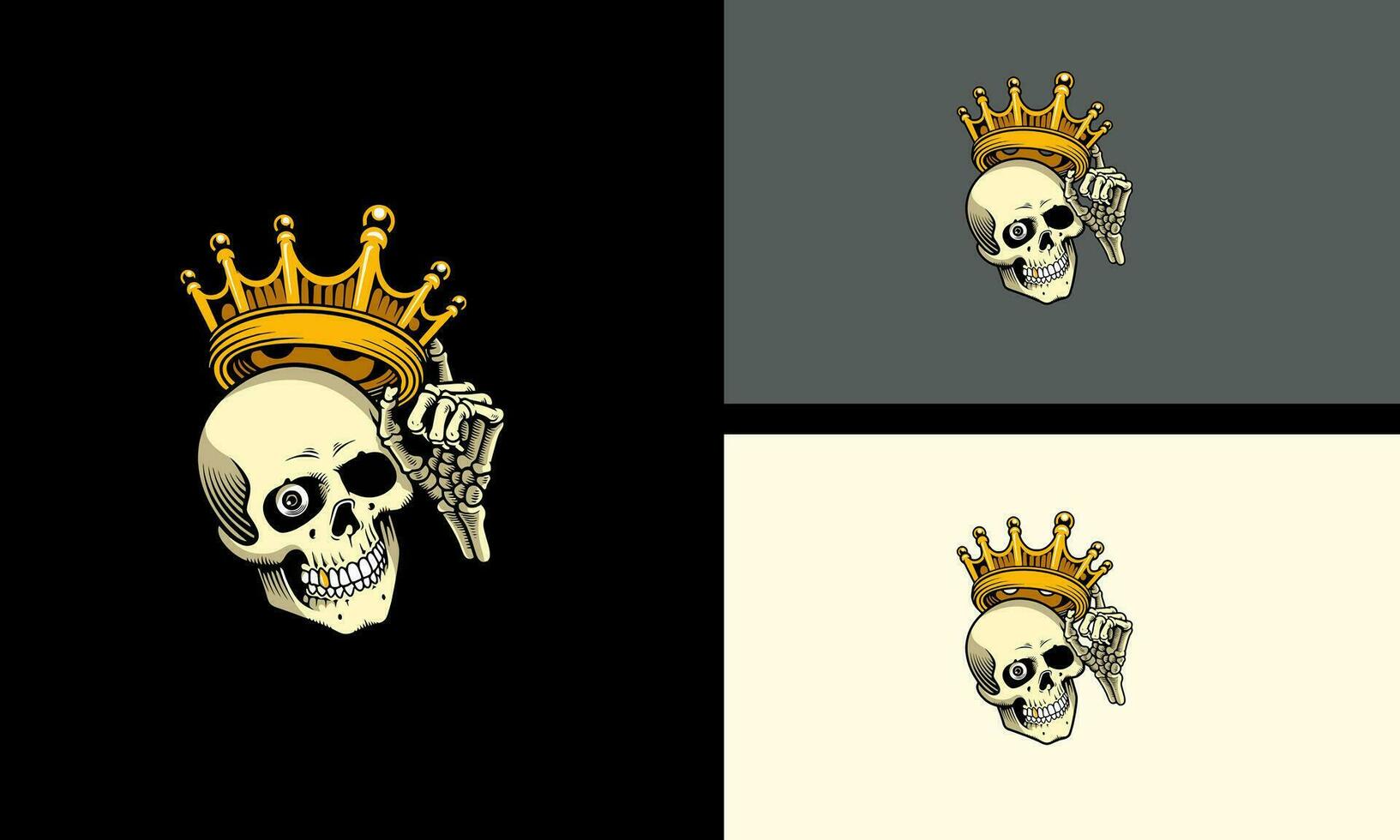 head skull wearing crown vector flat design