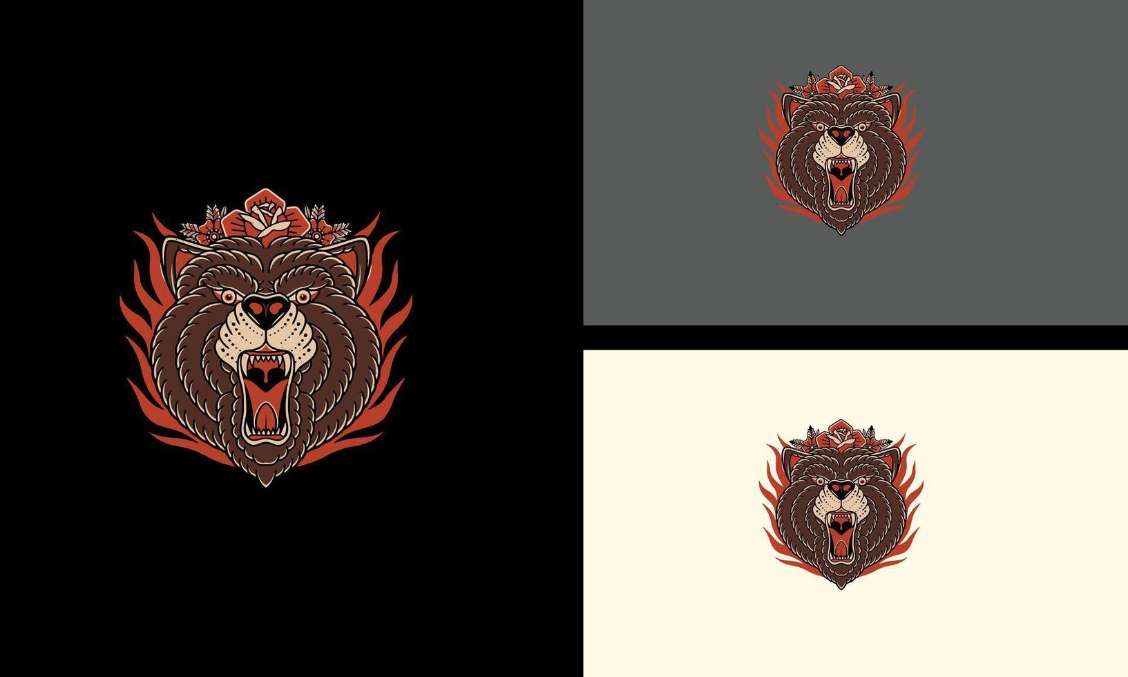 head bear with flames vector illustration design