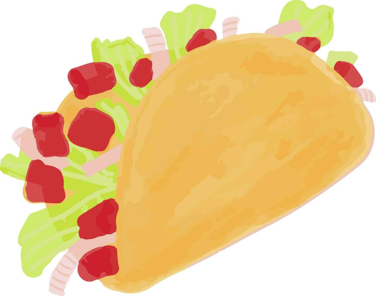 Mexican Traditional Food Taco Digital Illustration vector