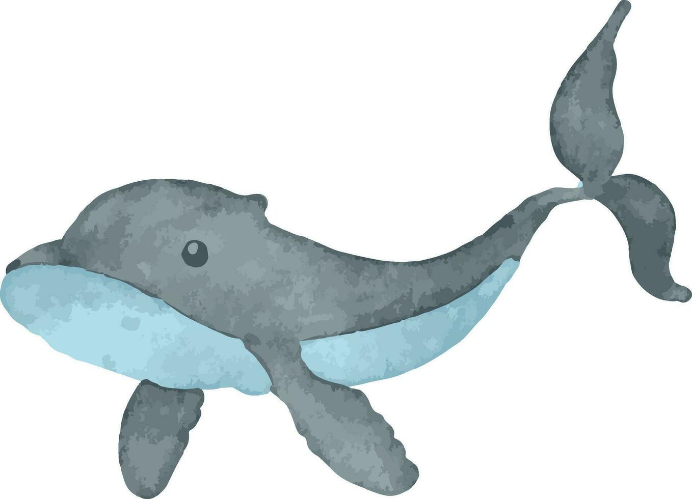 Watercolor Blue Whale Nautical themed Under the Sea vector